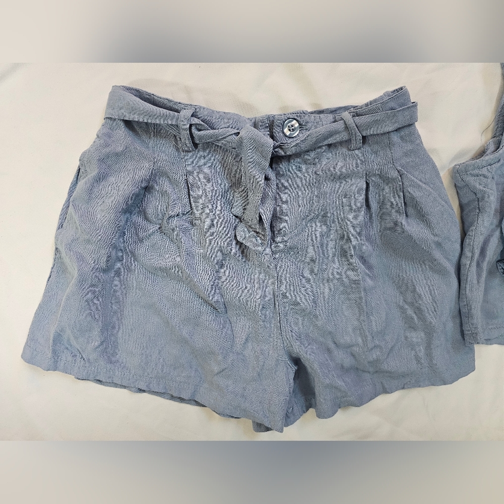 Light Blue Ruffle Crop Top & Shorts Set- Girls Size 8 - Picture 9 of 9